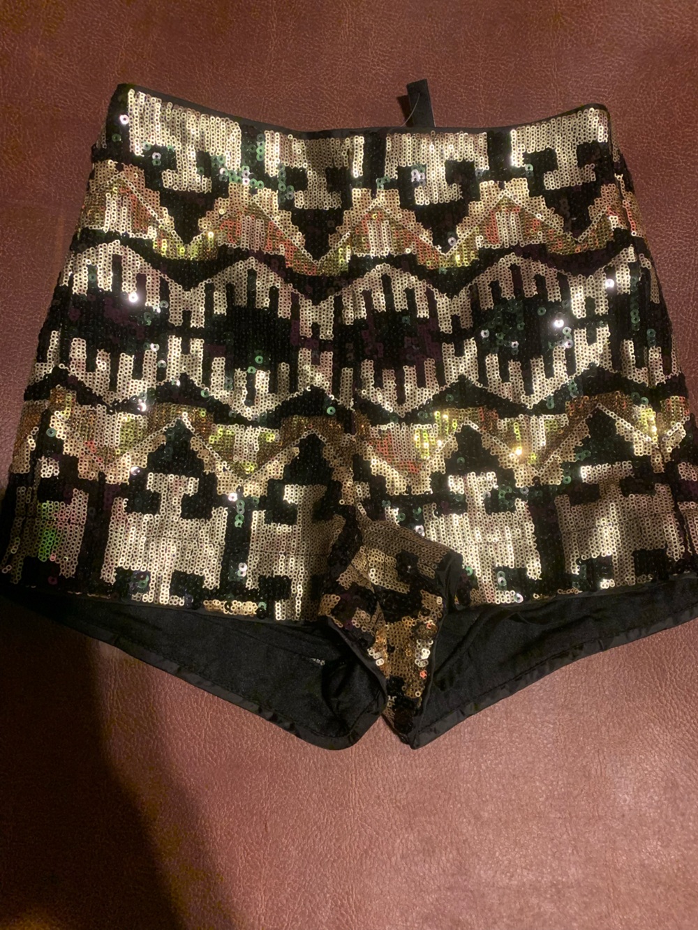 H&M Gold and Black Sequin Shorts